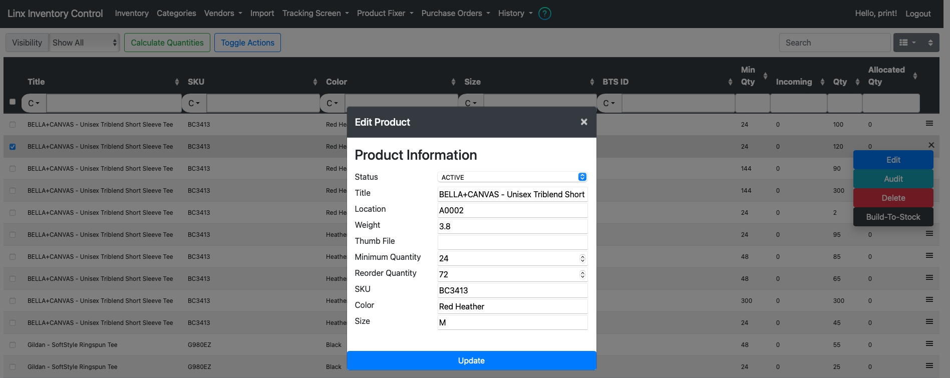 linx control suite product editing